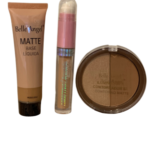 Kit Maquiagem Base Corretivo Iluminador E Contorno Matte