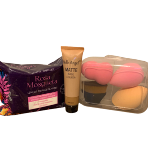 Kit Maquiagem Esponja Pincel Mágico Base Lenços Demaquilante